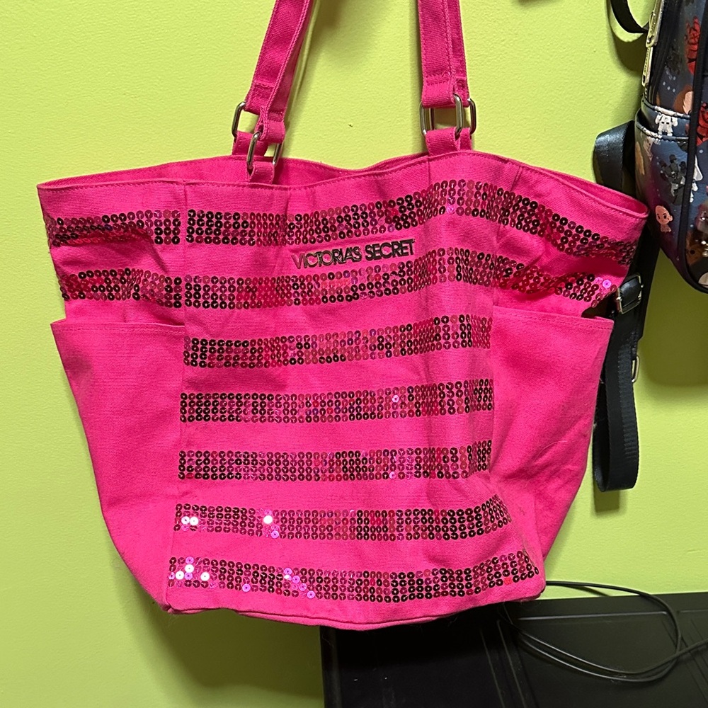 Victoria's Secret Fuchsia Sequin Tote